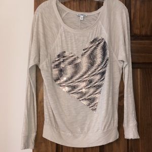 Express Sequin Heart Longsleeve Shirt